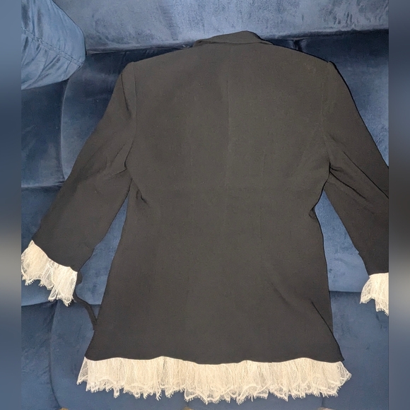 Cinq à Sept Black Blazer with Cream Fringe - Picture 2 of 5